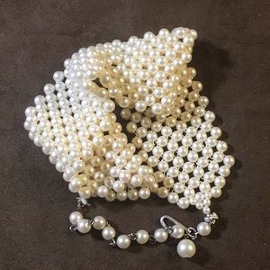 Vintage faux pearl weave chocker necklace